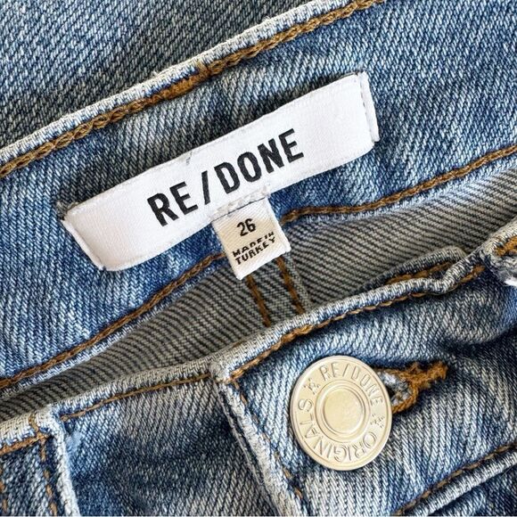RE/DONE 70s Stove Pipe High Rise Straight Crop Jeans in Light Stone Size 26 - Picture 12 of 13
